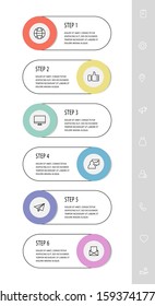 Vector template circle infographics. Business concept with 6 options and labels. Six steps for content, graph, diagrams, slideshow