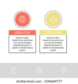 Vector template circle infographics. Business concept with 2 options and labels. Two steps for diagrams, flowchart, timeline
