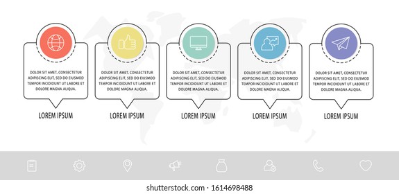 Vector template circle infographics. Business concept with 5 options, arrows and parts. Five steps for graph, diagrams, slideshow