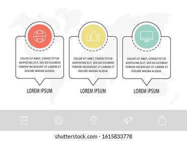 Vector template circle infographics. Business concept with 3 options, arrows and parts. Three steps for content, flowchart, timeline, levels