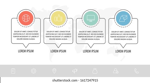 Vector template circle infographics. Business concept with 4 options, arrows and parts. Four steps for content, flowchart, timeline, levels