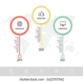 Vector template circle infographics. Business concept with 3 options and parts. Three steps for content, flowchart, timeline, levels