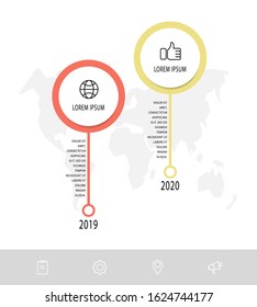 Vector template circle infographics. Business concept with 2 options and parts. Two steps for diagrams, flowchart, timeline