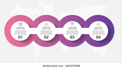 Vector template circle infographics. Business concept with 4 options and parts. Four steps for content, flowchart, timeline, levels