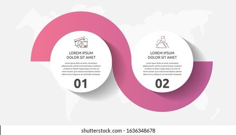 Vector template circle infographics. Business concept with 2 options and parts. Two steps for diagrams, flowchart, timeline