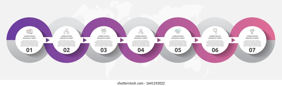 Vector template circle infographics. Business concept with 7 options and parts. Seven steps for content, flowchart, timeline, levels