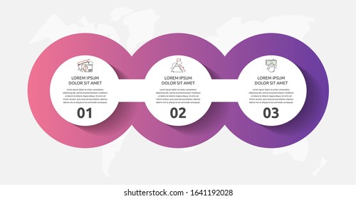 Vector Template Circle Infographics. Business Concept With 3 Options And Parts. Three Steps For Content, Flowchart, Timeline, Levels