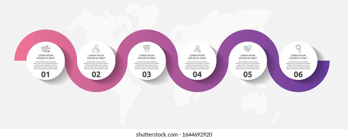 Vector template circle infographics. Business concept with 6 options and parts. Six steps for content, graph, diagrams, slideshow