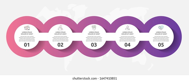 infografías del círculo de plantillas de vectores. Concepto de negocio con 5 opciones y partes. Cinco pasos para gráficos, diagramas y presentación de diapositivas
