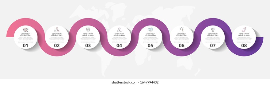 Vector template circle infographics. Business concept with 8 options and parts. Eight steps for graph, diagrams, slideshow