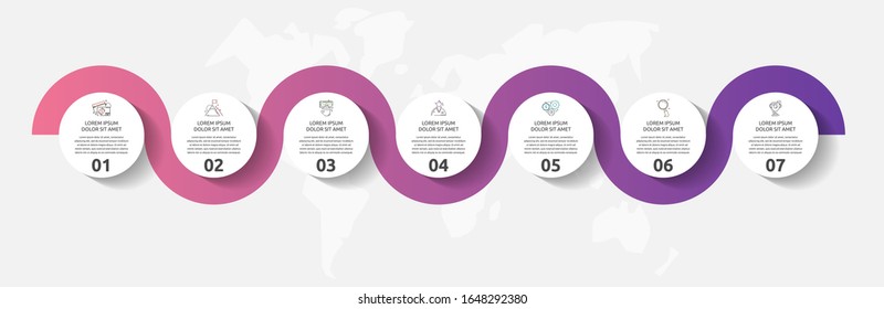 Vector template circle infographics. Business concept with 7 options and parts. Seven steps for content, flowchart, timeline, levels