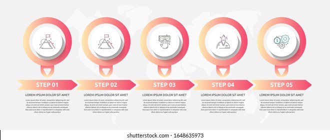Vector template circle infographics. Business concept with 5 options and labels. Five steps for graph, diagrams, slideshow