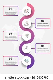 infografías del círculo de plantillas de vectores. Concepto de negocio con 5 opciones y etiquetas. Cinco pasos para gráficos, diagramas y presentación de diapositivas