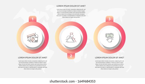 Vector template circle infographics. Business concept with 3 options and parts. Three steps for content, flowchart, timeline, levels