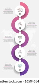 Vector template circle infographics. Business concept with 5 options and parts. Five steps for graph, diagrams, slideshow