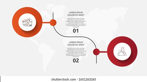 Vector template circle infographics. Business concept with 2 options and parts. Two steps for diagrams, flowchart, timeline. Path step by step