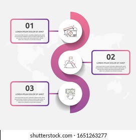 Vector template circle infographics. Business concept with 3 options and labels. Three steps for content, flowchart, timeline, levels