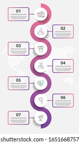 Vector template circle infographics. Business concept with 7 options and labels. Seven steps for content, flowchart, timeline, levels