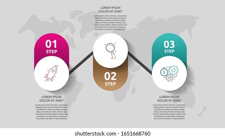 Vector template circle infographics. Business concept with 3 options and parts. Three steps for content, flowchart, timeline, levels. Path step by step