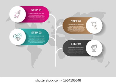 Vector template circle infographics. Business concept with 4 options and parts. Four steps for content, flowchart, timeline, levels. Path step by step