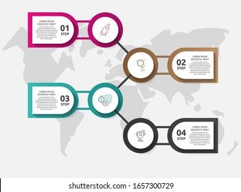 infografías del círculo de plantillas de vectores. Concepto de negocio con 4 opciones y partes. Cuatro pasos para contenido, diagrama de flujo, escala de tiempo y niveles
