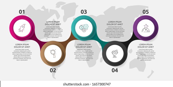 Vector template circle infographics. Business concept with 5 options and parts. Five steps for graph, diagrams, slideshow