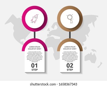 Vector template circle infographics. Business concept with 2 options and labels. Two steps for diagrams, flowchart, timeline