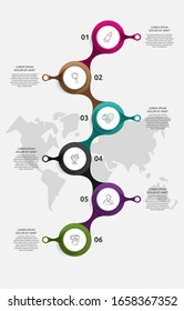 infografías del círculo de plantillas de vectores. Concepto de negocio con 6 opciones y partes. Seis pasos para contenido, gráfico, diagramas, presentación de diapositivas. Ruta paso a paso