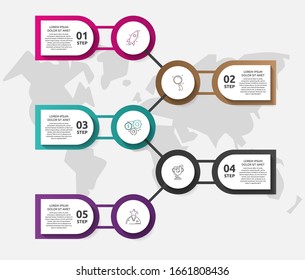 Vector template circle infographics. Business concept with 5 options and parts. Five steps for graph, diagrams, slideshow