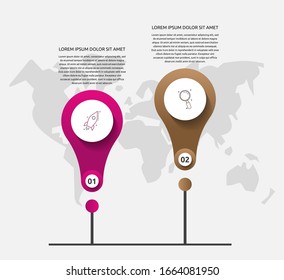 Vector template circle infographics. Business concept with 2 options and labels. Two steps for diagrams, flowchart, timeline