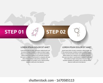 infografías del círculo de plantillas de vectores. Concepto de negocio con 2 opciones y etiquetas. Dos pasos para diagramas, diagramas de flujo y escala de tiempo
