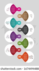 Vector template circle infographics. Business concept with 8 options and labels. Eight steps for graph, diagrams, slideshow