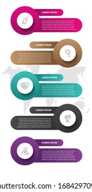 Vector template circle infographics. Business concept with 5 options and parts. Five steps for graph, diagrams, slideshow. Path step by step