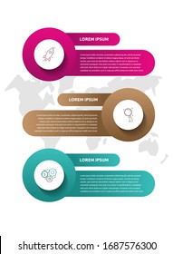 Vector template circle infographics. Business concept with 3 options and parts. Three steps for content, flowchart, timeline, levels. Path step by step