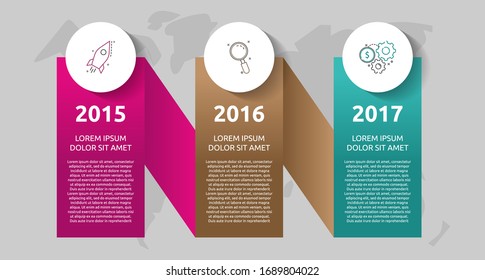 infografías del círculo de plantillas de vectores. Concepto de negocio con 3 opciones y etiquetas. Tres pasos para contenido, diagrama de flujo, escala de tiempo y niveles