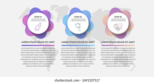 infografías del círculo de plantillas de vectores. Concepto de negocio con 3 opciones y partes. Tres pasos para contenido, diagrama de flujo, escala de tiempo, niveles. Ruta abstracta paso a paso