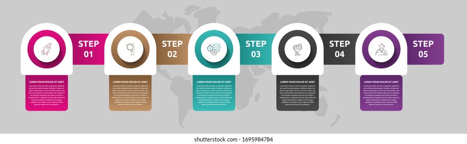 Vector template circle infographics. Business concept with 5 options and labels. Five steps for graph, diagrams, slideshow