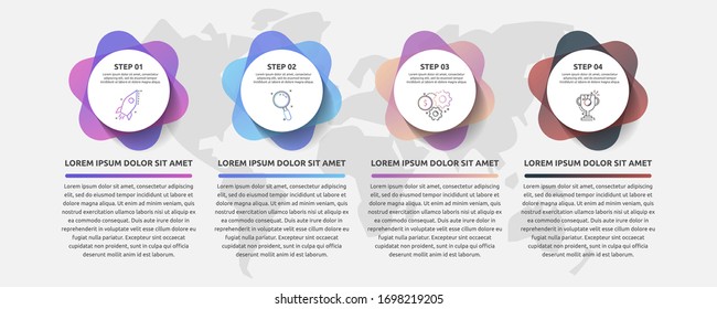 Vector template circle infographics. Business concept with 4 options and parts. Four steps for content, flowchart, timeline, levels. Abstract path step by step