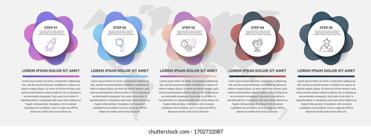 infografías del círculo de plantillas de vectores. Concepto de negocio con 5 opciones y partes. Cinco pasos para gráficos, diagramas, presentación de diapositivas. Ruta paso a paso