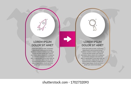 Vector template circle infographics. Business concept with 2 options and arrows. Two steps for diagrams, flowchart, timeline. Path step by step