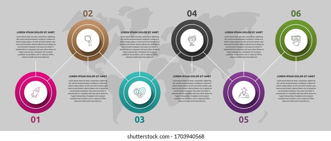 infografías del círculo de plantillas de vectores. Concepto de negocio con 6 opciones y partes. Seis pasos para contenido, gráfico, diagramas, presentación de diapositivas. Ruta paso a paso
