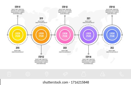 Vector template circle infographics. Business concept with 5 options and parts. Five steps for graph, diagrams, slideshow. Path step by step