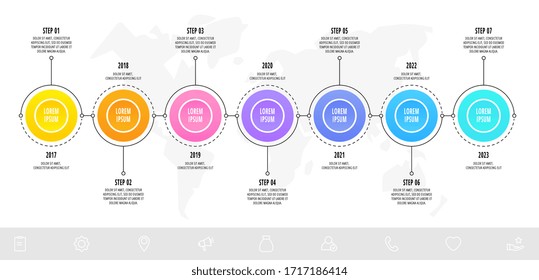 Vector template circle infographics. Business concept with 7 options and parts. Seven steps for content, flowchart, timeline, levels. Path step by step