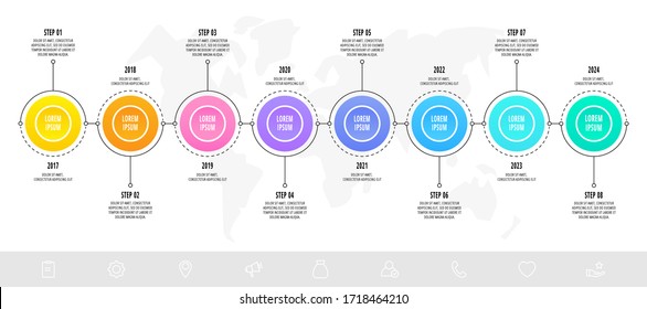 infografías del círculo de plantillas de vectores. Concepto de negocio con 8 opciones y piezas. Ocho pasos para gráficos, diagramas, presentación de diapositivas. Ruta paso a paso