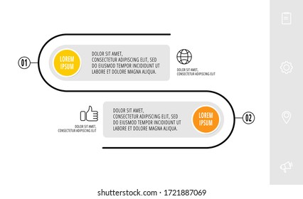Vector template circle infographics. Business concept with 2 options and labels. Two steps for diagrams, flowchart, timeline. Path step by step