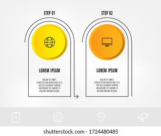 Vector template circle infographics. Business concept with 2 options and labels. Two steps for diagrams, flowchart, timeline