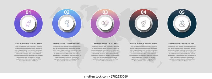infografía de círculo de plantillas de vectores. Concepto de negocio con 5 opciones y partes. Cinco pasos para gráficos, diagramas, presentación de diapositivas
