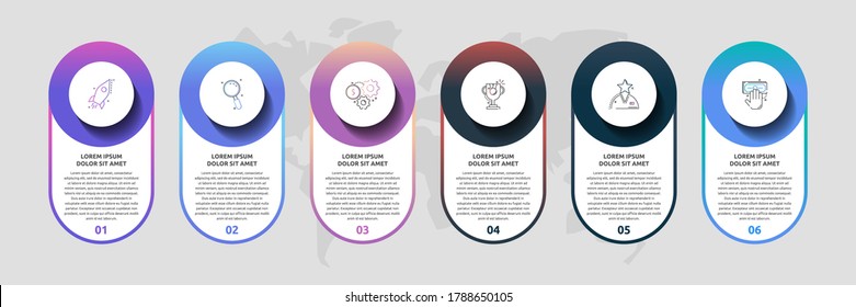Vector template circle infographics. Business 3D concept with 6 options and parts. Six steps for content, graph, diagrams, slideshow, presentations, flow chart.