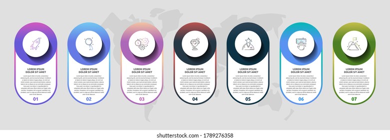 infografía de círculo de plantillas de vectores. Concepto de negocio con 7 opciones y partes. Siete pasos para contenido, diagrama de flujo, escala de tiempo, niveles