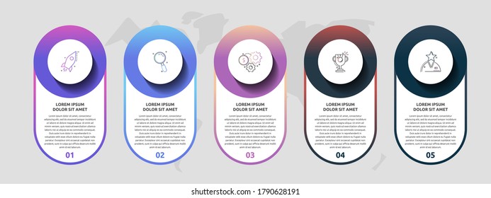 Vector template circle infographics. Business concept with 5 options and parts. Five steps for graph, diagrams, slideshow